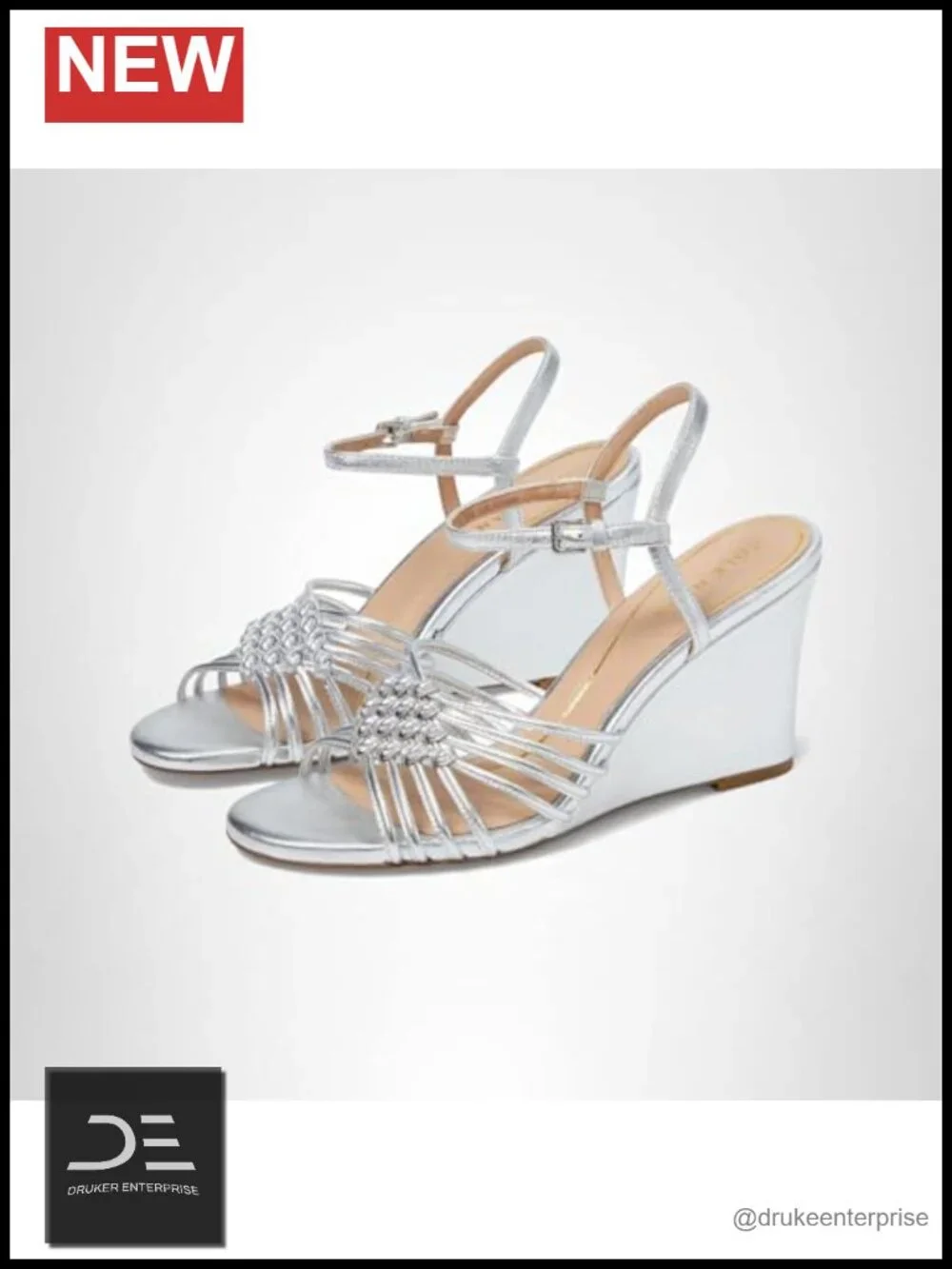Wedge Sandals Strappy Ankle Strap 85mm Heel Vintage Knot